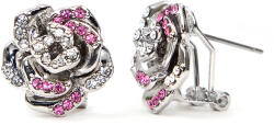 Steeel. hu - Nemesacél ékszer webáruház Rose Swarovski kristályos fülbevaló - Ezüst&pink színű