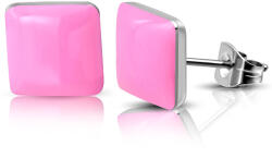 Steeel. hu - Nemesacél ékszer webáruház Rózsaszín négyzet alakú nemesacél fülbevaló ékszer