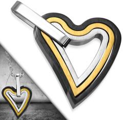 Steeel. hu - Nemesacél ékszer webáruház Arany, ezüst és fekete színű szív alakú nemesacél medál