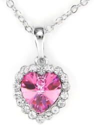 Steeel. hu - Nemesacél ékszer webáruház Elly kristályos nyaklánc pink színű szíves medállal