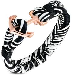 Steeel. hu - Nemesacél ékszer webáruház Zebra mintás bőr karkötő, horgony kapoccsal - steeel - 6 190 Ft