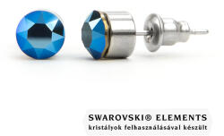 Steeel. hu - Nemesacél ékszer webáruház Jazzy kék Swarovski® kristályos fülbevaló - Kerek foglalatos Metallic Blue