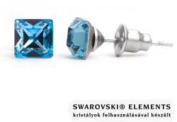 Steeel. hu - Nemesacél ékszer webáruház Jazzy világos kék Swarovski® kristályos fülbevaló - Négyzet Aquamarine