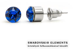 Steeel. hu - Nemesacél ékszer webáruház Jazzy kék Swarovski® kristályos fülbevaló - Kerek foglalatos Capri Blue