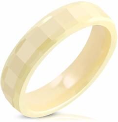 Steeel. hu - Nemesacél ékszer webáruház Sárga színű kerámia gyűrű, négyszögre csiszolt mintával-9.5