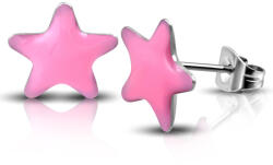 Steeel. hu - Nemesacél ékszer webáruház Rózsaszín, csillag formájú pont nemesacél fülbevaló ékszer