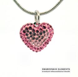 Steeel. hu - Nemesacél ékszer webáruház Rózsaszín Swarovski® kristályos nyaklánc - Heart Pavé Beads 14 mm, Light Rose