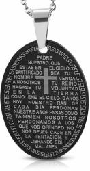 Steeel. hu - Nemesacél ékszer webáruház Fekete színű ovál nemesacél medál - Spanyol szent felirattal
