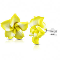 Steeel. hu - Nemesacél ékszer webáruház Sárga-fehér pluméria virág fülbevaló
