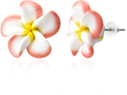 Steeel. hu - Nemesacél ékszer webáruház Rózsaszín-fehér-sárga pluméria virág fülbevaló