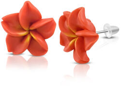 Steeel. hu - Nemesacél ékszer webáruház Piros pluméria virág fülbevaló