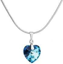 Steeel. hu - Nemesacél ékszer webáruház Swarovski® kristályos ezüst nyaklánc - 18 mm - Classic heart - Bermuda Blue