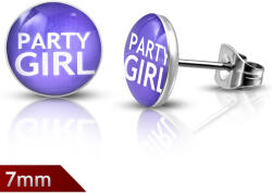 Steeel. hu - Nemesacél ékszer webáruház Party Girl feliratú, pont nemesacél fülbevaló ékszer