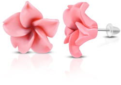 Steeel. hu - Nemesacél ékszer webáruház Rózsaszín pluméria virág fülbevaló