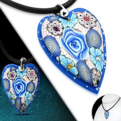 Steeel. hu - Nemesacél ékszer webáruház Kék szív virágos nyaklánc cirkónia kövekkel