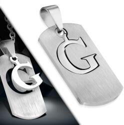 Steeel. hu - Nemesacél ékszer webáruház Ezüst színű, két részes, kivágott "G" betű mintájú nemesacél medál