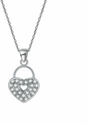 Steeel. hu - Nemesacél ékszer webáruház Ezüst nyaklánc, szív alakú, szintetikus gyémánt medállal - 925 ezüst ékszer