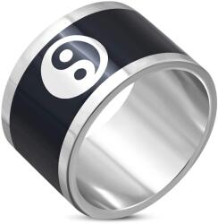 Steeel. hu - Nemesacél ékszer webáruház Fekete és ezüst színű, Yin-Yang mintás nemesacél gyűrű