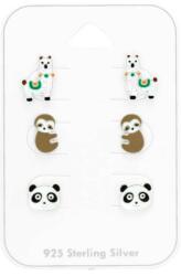 Steeel. hu - Nemesacél ékszer webáruház Lajhár-Alpaka-Panda - 925 Ezüst Gyerek fülbevaló Szett