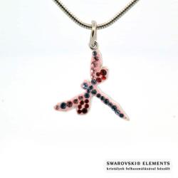 Steeel. hu - Nemesacél ékszer webáruház Pink Swarovski® kristályos nyaklánc - Szitakötő Pavé Beads 14 mm