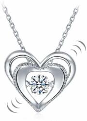 Steeel. hu - Nemesacél ékszer webáruház Ezüst nyaklánc, dupla szíves alakú "táncoló" szintetikus gyémánt medállal - 925 ezüst ékszer