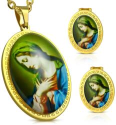 Steeel. hu - Nemesacél ékszer webáruház Arany színű nemesacél szett, Szűz Mária mintás medállal és fülbevalóval - steeel - 9 250 Ft