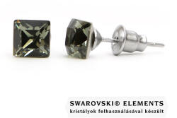Steeel. hu - Nemesacél ékszer webáruház Jazzy szürke Swarovski® kristályos fülbevaló - Négyzet Black Diamond