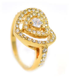Steeel. hu - Nemesacél ékszer webáruház Szíves kristályos gyűrű, arany színű