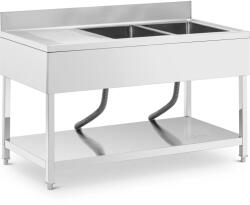 Royal Catering Mosogató asztal - 2 medence - rozsdamentes acél - 140 x 70 cm - Royal Catering (RCGS-2B140D7)