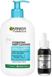 Garnier Pure Active Hydrating Deep Cleanser set gel demachiant 250 ml + ser facial 30 ml unisex