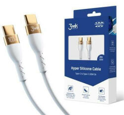 3mk Cablu de date 3mk - Cablu de silicon Hyper C la C 2m 100W, alb (5903108464598)
