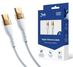 3mk Protection adatkábel - Hyper Silicone Cable C to C 2m 100W, fehér (5903108464598)