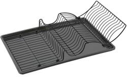 Metaltex Wingtex Lava edényszárító állvány, csepegtető tálcával, 50 x 31 cm, Touch-Therm fém, fekete
