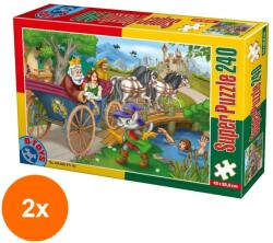D-Toys Set 2 x Puzzle 240 Piese, D-Toys, Motanul Incaltat (OTD-2xTOY-60488-03)