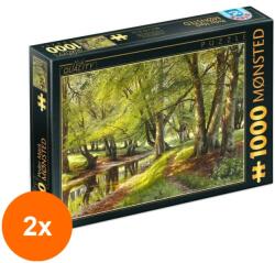 D-Toys Set 2 x Puzzle 1000 Piese D-Toys, Peder Mork Monsted, A Summer Day in the Forest with Deer in the Background (OTD-2xTOY-77417-02)