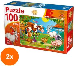 DEICO Set 2 x Puzzle 100 Piese, Deico, Animale la Ferma (OTD-2xTOY-76601)