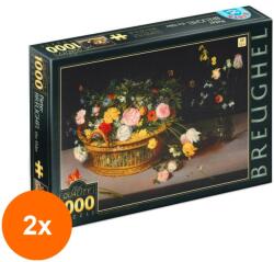 D-Toys Set 2 x Puzzle 1000 Piese D-Toys, Bruegel cel Batran, Flowers in a Basket and a Vase (OTD-2xTOY-73778-04) Puzzle