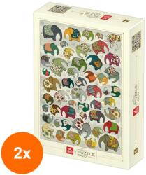 DEICO Set 2 x Puzzle 1000 Piese, Deico, Elefanti (OTD-2xTOY-75437) Puzzle