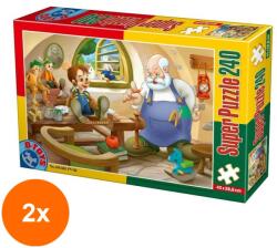 D-Toys Set 2 x Puzzle 240 Piese, D-Toys, Pinocchio (OTD-2xTOY-60488-02)