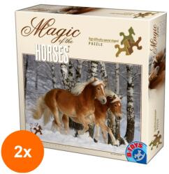 D-Toys Set 2 x Puzzle 239 Piese in Forma de Cai, Magic of the Horses Haflingers 3, D-Toys (OTD-2xTOY-65933-03)
