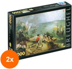 D-Toys Set 2 x Puzzle 1000 Piese D-Toys, Bruegel cel Batran, Caderea lui Icarus (OTD-2xTOY-73778-03) Puzzle
