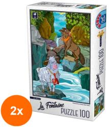 D-Toys Set 2 x Puzzle 100 Piese, D-Toys, La Fontaine, Lupul si Mielul (OTD-2xTOY-74379-02)