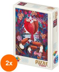 D-Toys Set 2 x Puzzle 1000 Piese D-Toys, Pasari Exotice de Kurti Andrea (OTD-2xTOY-72887-01) Puzzle