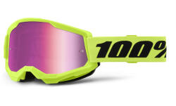 100% Motokrossz szemüveg 100% STRATA 2 új fluo sárga (rózsaszín plexi)