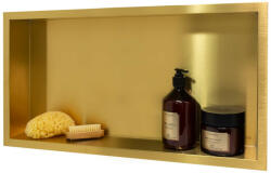  Beépíthető fürdőszobai polc arany színben 300 x 600 mm, szegéllyel ellátott, rozsdamentes acél lemezből