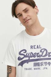 Superdry pamut póló fehér, férfi, mintás - fehér XL