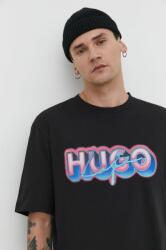 Hugo Blue pamut póló fekete, férfi, nyomott mintás - fekete XXL - answear - 15 990 Ft