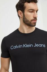 Calvin Klein Jeans pamut póló fekete, nyomott mintás - fekete M