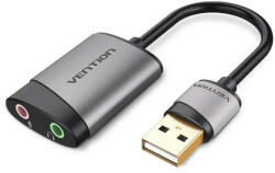 Vention USB 2.0 -> 3, 5mm/F (külső, szürke), 0, 15m, hangkártya (CDKHB)
