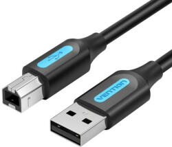 Vention USB-A 2.0/M -> USB-B/M, (PVC, fekete, nyomtatókábel, printerkábel), 5m, kábel (COQBJ)